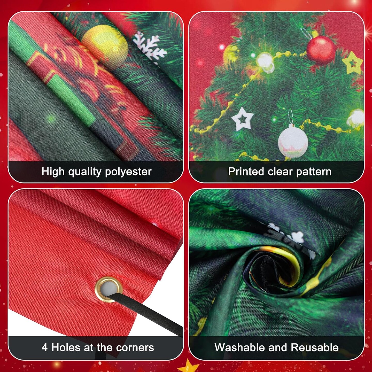 Christmas Front Door Cover Xmas Tree Door Cover Banner Merry Christmas Door,70.9 x 35.4 Inch(Multicolor)