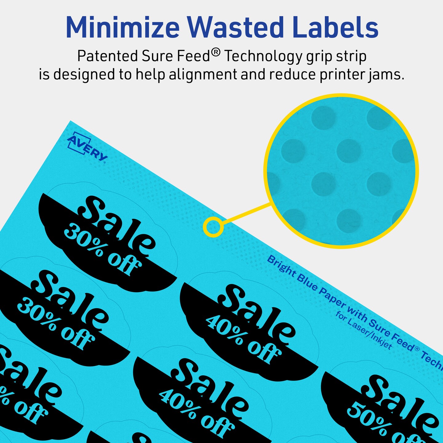 Avery Bright Blue Paper Labels, 1-1/8" x 2-1/4" Oval Scalloped