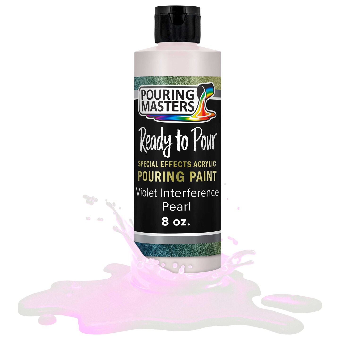 Pouring Masters Violet Interference Pearl Special Effects Acrylic Pouring Paint - Premium 8-Ounce Pre-Mixed Fluid Acrylic Paint - Fluid Art Supplies for Canvas, Wood, Paper, Tile &#x26; Rocks