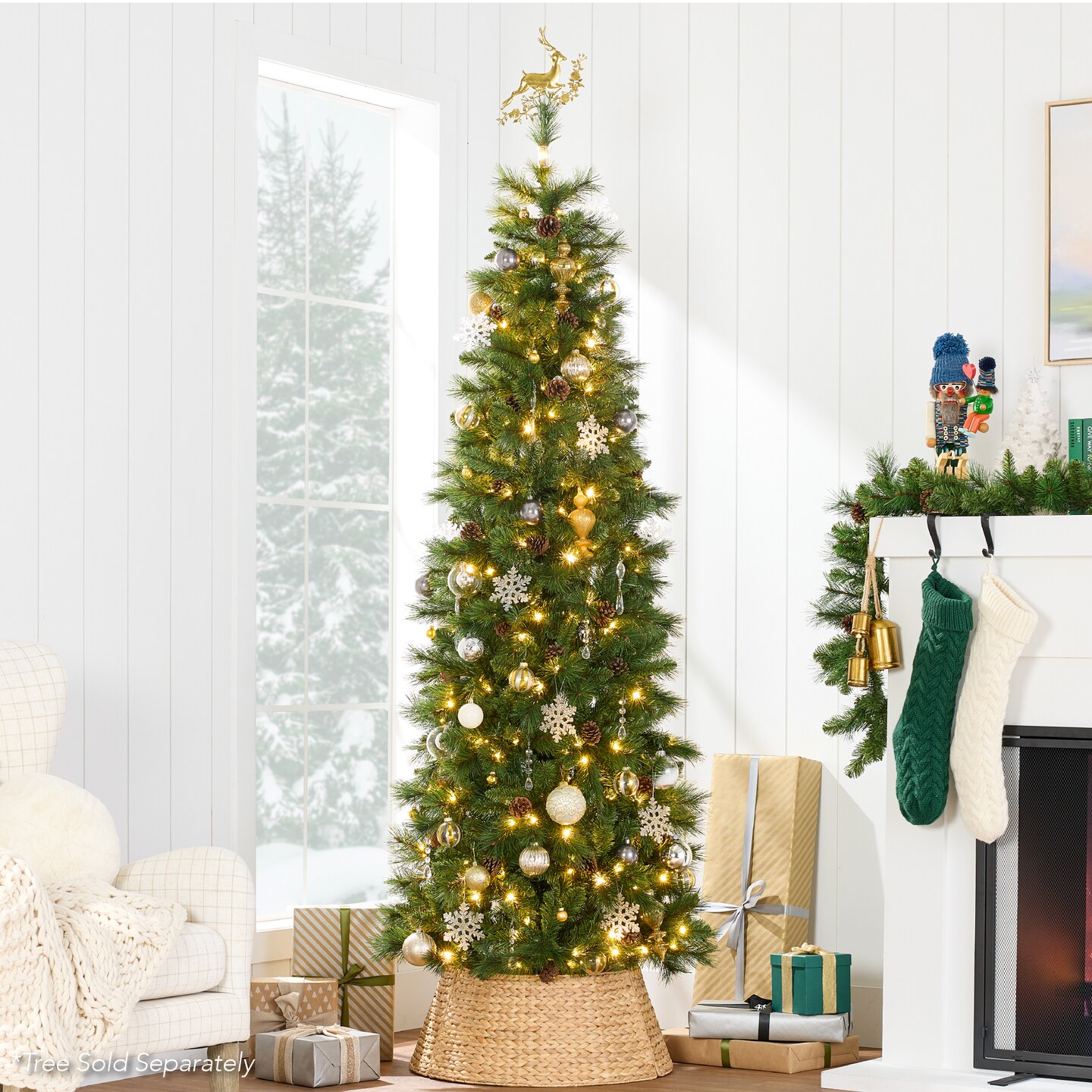 Best Choice Products 36in Woven Hyacinth Christmas Tree Collar, Tree Skirt Accessory w/ Cord Cut-Out