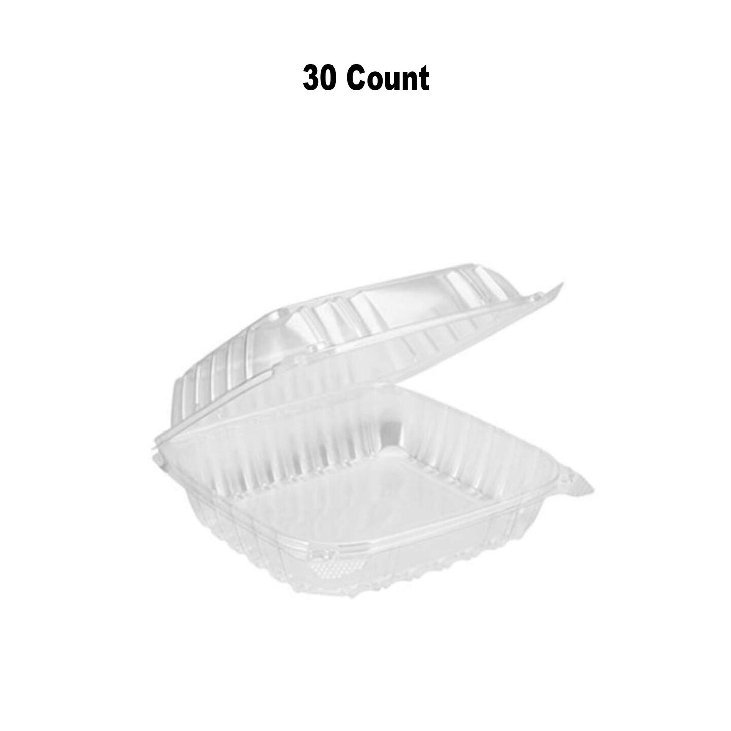 30 Count 8x3" Clear Deep Hinged Takeout Containers Heavy Duty Plastic Meal Boxes