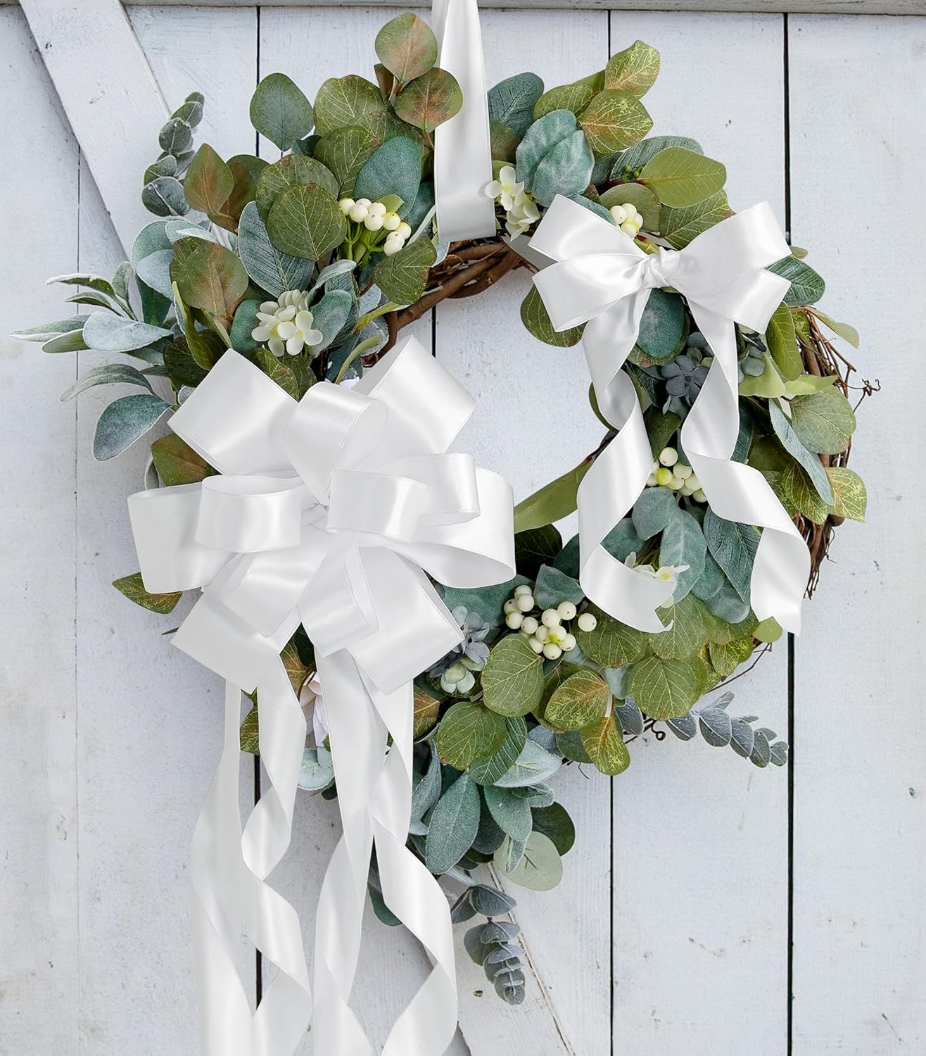 White Wired Satin Ribbon 2.5 inch Double-Faced Satin