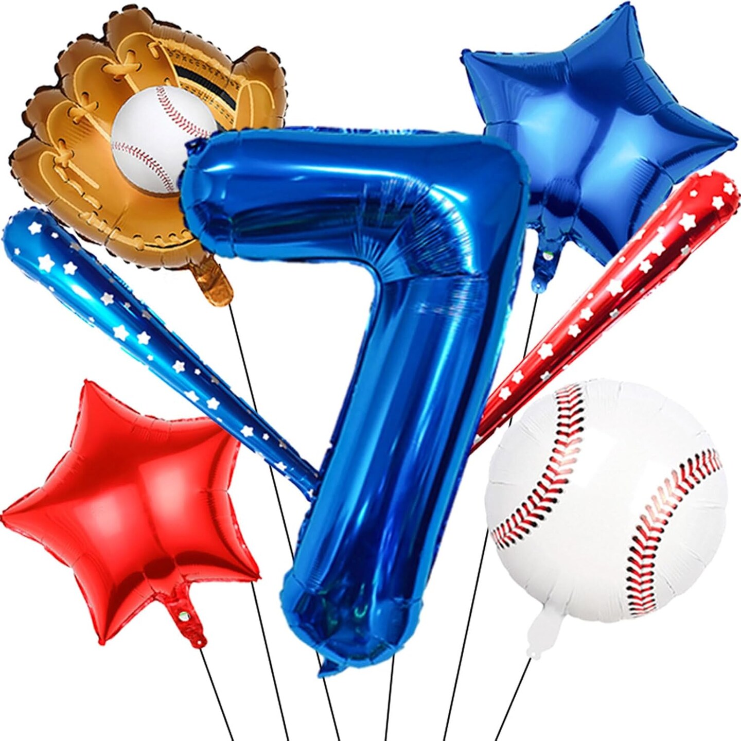 Navy Blue Number Balloons Baseball Balloons Set, Foil Number Balloons 40 inch(Blue7)