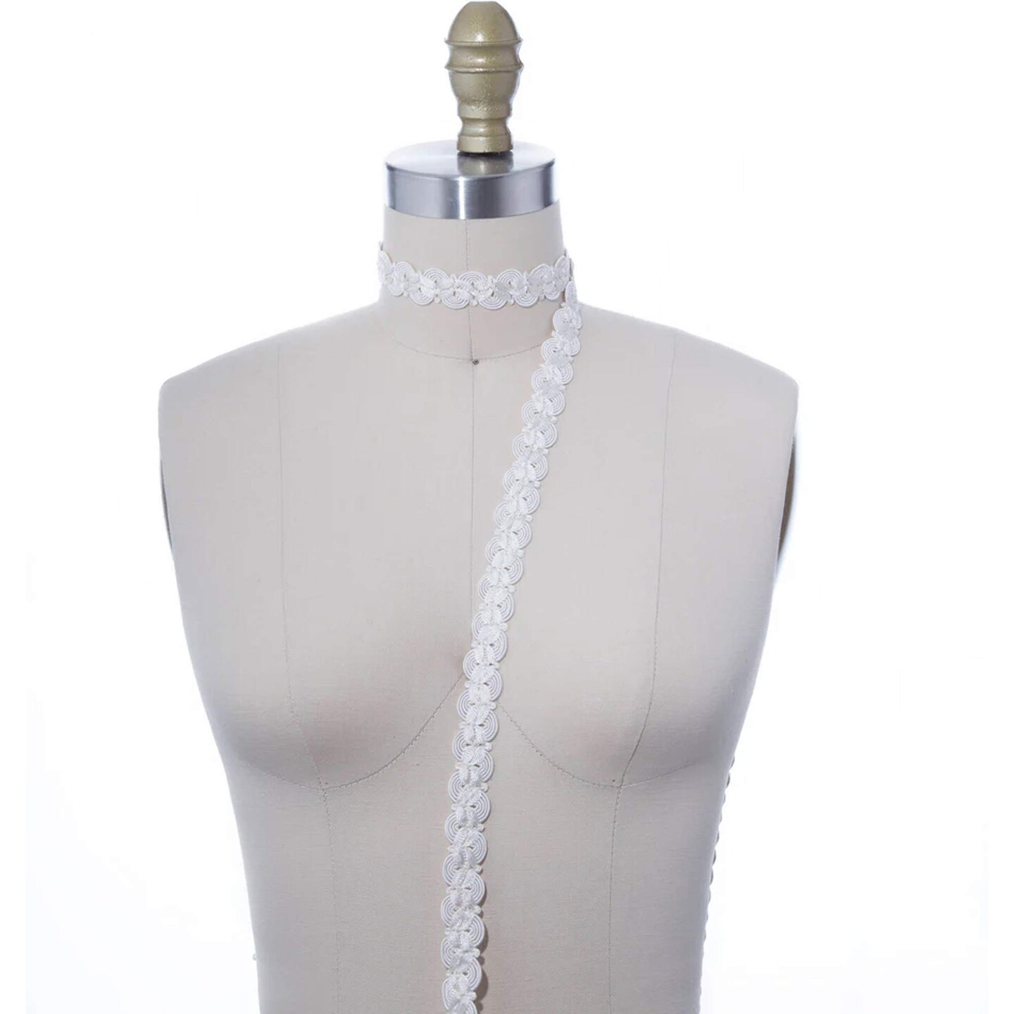1 Yard 7/8&#x22; White Swirled Upholstery Gimp Trim Elegant Decorative Finish