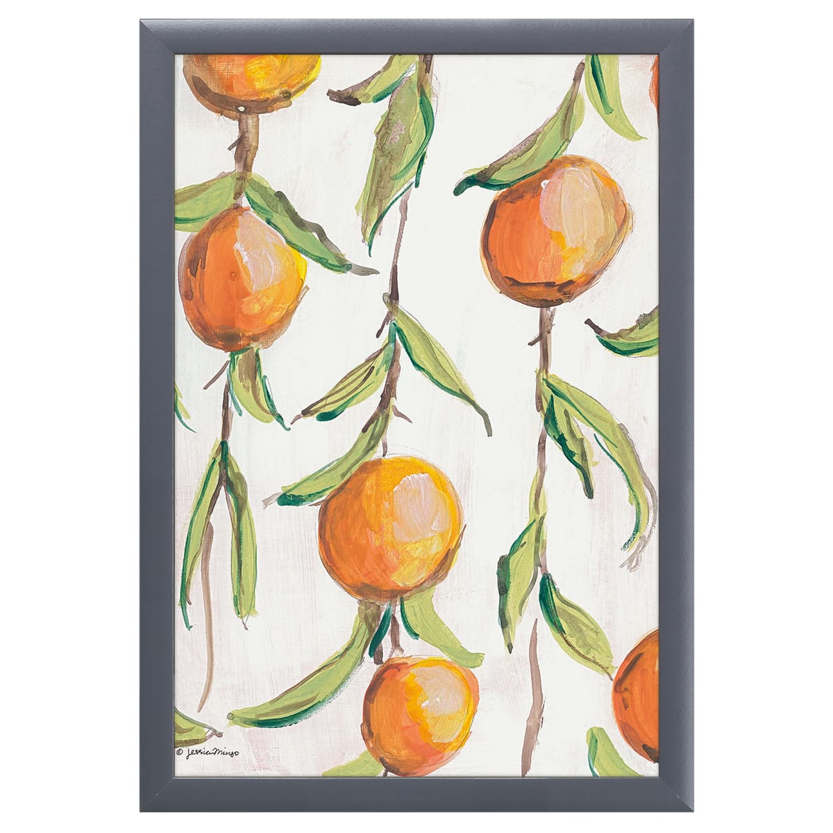 12" x 16" Orange Branch Framed Wall Art, Contemporary Kitchen Home Décor, Glass Facing and Hanging Hardware Included