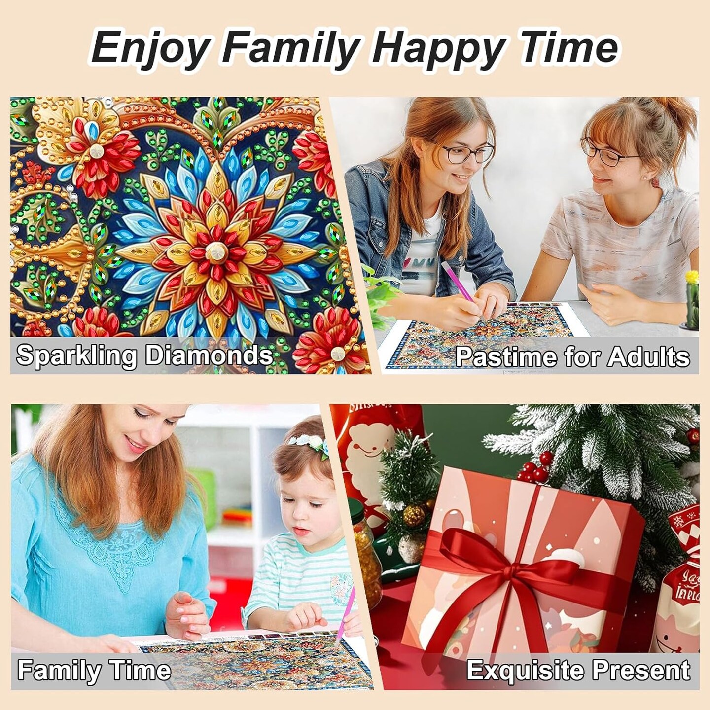 Mandala Diamond Art Kits for Adults – 5D Special Shaped Diamond Painting Kit – 12x12 Inch DIY Gem Art for Beginners, Home Wall Décor & Gifts