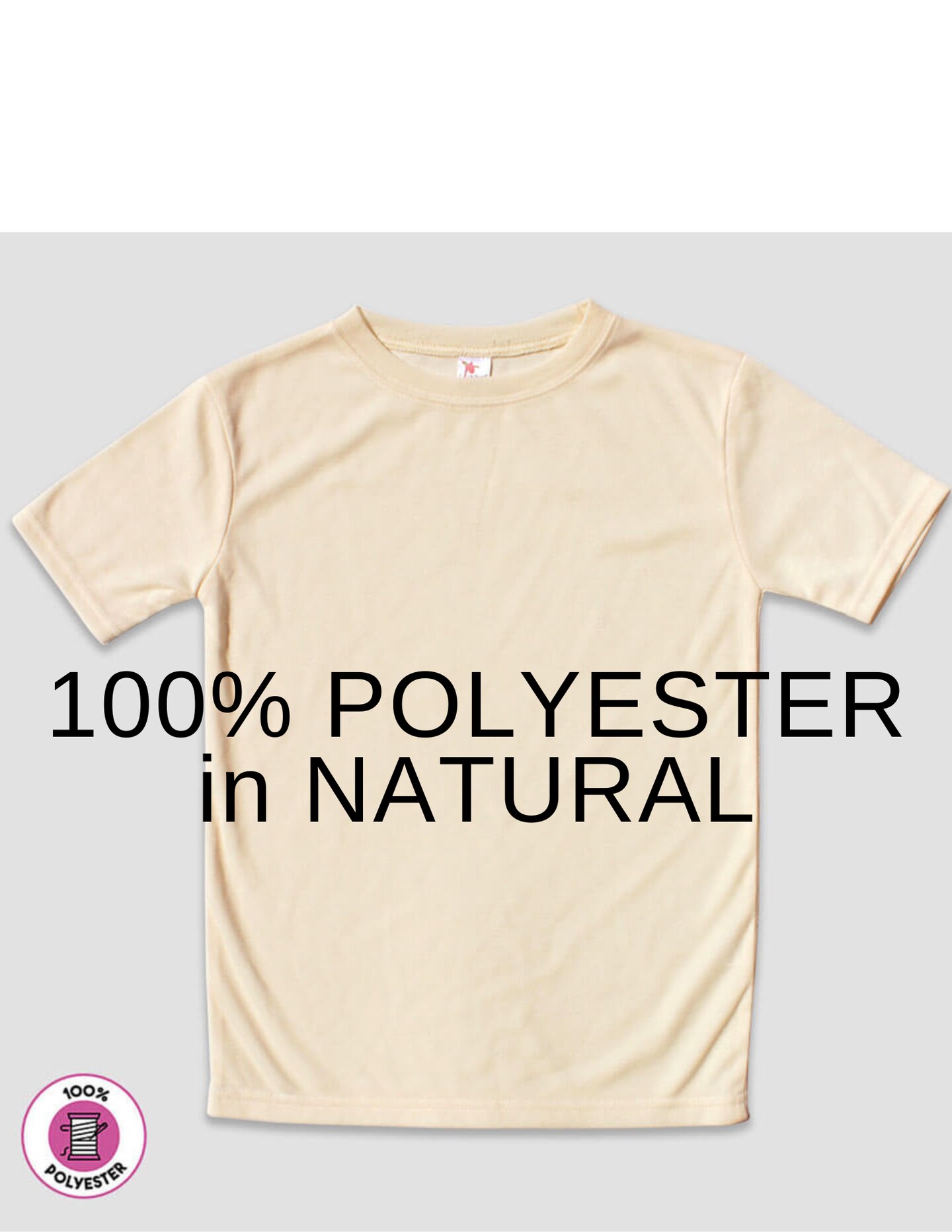 6-PACK Sublimation Short Sleeve Crew Neck Adult T-Shirt NATURAL Neil & David Blank Solid Plain 100% polyester