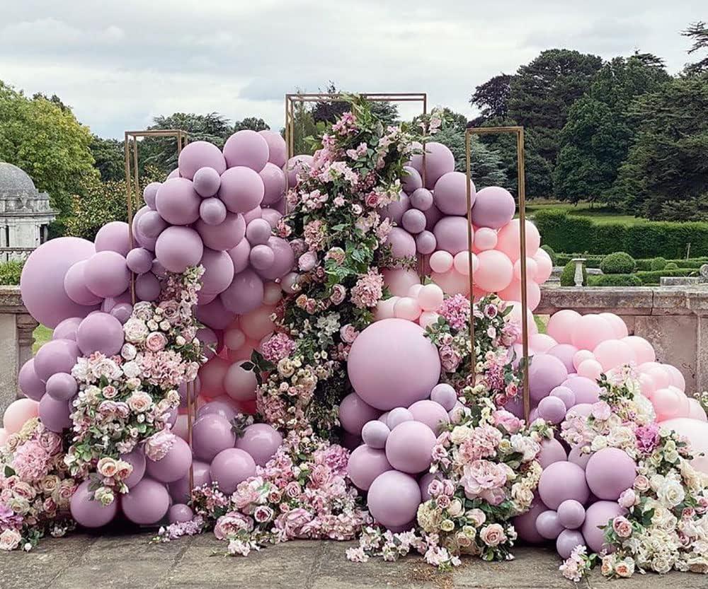 Pink Purple Balloon Garland Double Stuffed Lavender Party Balloon Macaron Light Pink Latex Pastel Balloons Arch Kit for Birthday Baby Shower Wedding Engagement Princess Party Decoration&#x2026;