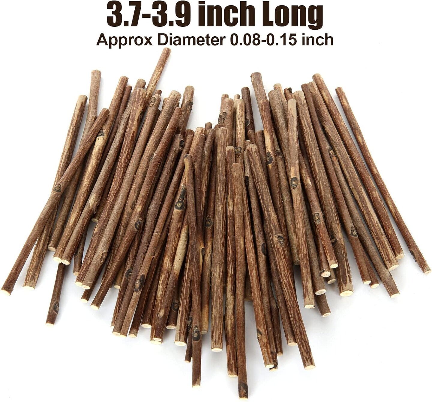 300PCS 4 inch Wood Log Sticks for Crafts - Natural Twigs Sticks- Birch Wood Craft Sticks for DIY Rustic Home Decor School Projects Crafting Filler, 0.08-0.15 Inch in Diameter
