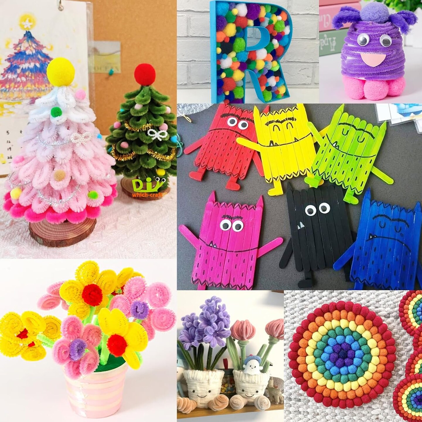 1200+ Arts & Crafts Kit for Kids – Easter Craft Supplies with Pipe Cleaners, Pom Poms & Popsicle Sticks for Ages 4-8