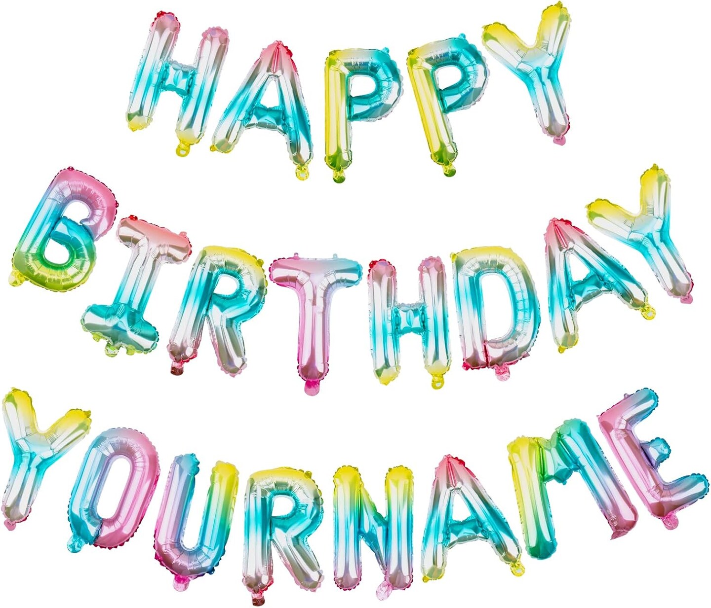 Personalized Name Happy Birthday Banner - Happy Birthday Balloon Letters Balloons 2 Sets A- Z 16&#x27;&#x27; Mylar Foil Birthday Party Decorations for Kids, Women, Men, Colorful