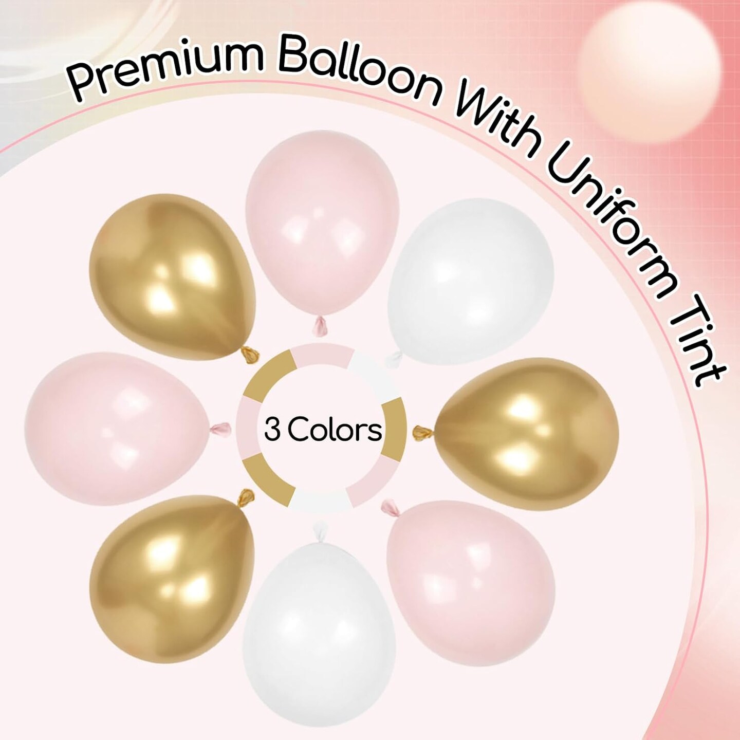 136pcs Pink and White Gold Balloon Arch Garland Kit with Pink White Metallic Gold Balloons for Birthday Bridal Baby Shower Decorations