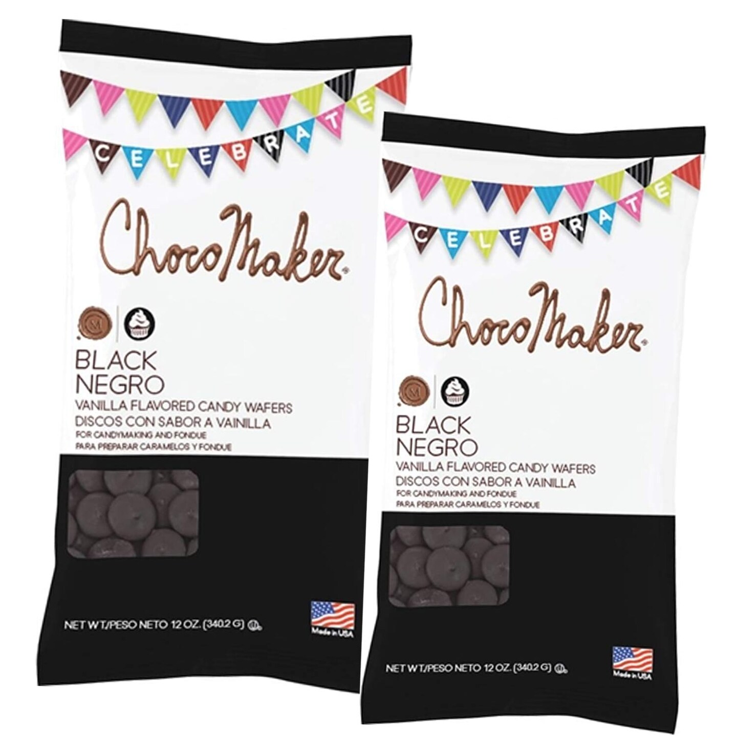 ChocoMaker Black Vanilla Flavored Candy Wafers 12 Ounces for Baking Decorating