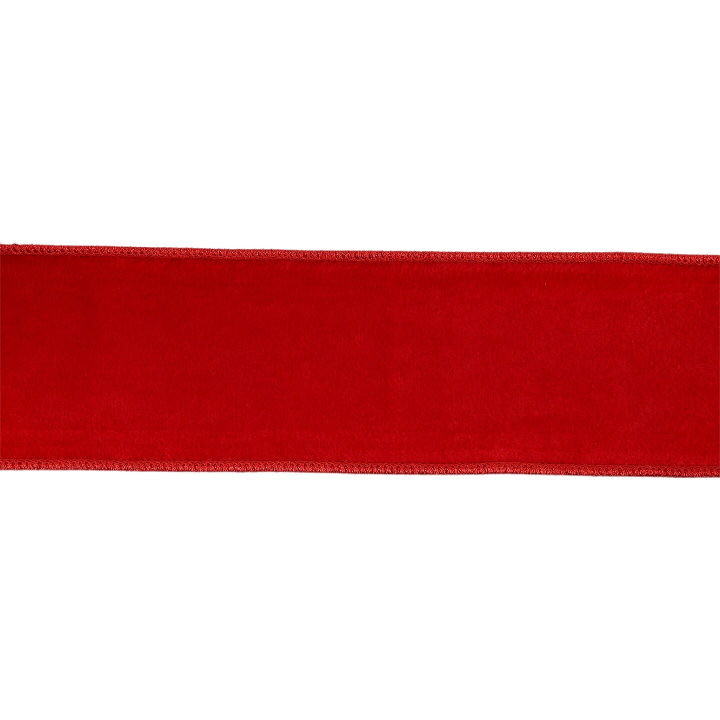 LaRibbons 4" - 2 1/2" Wired Cozy Velvet Ribbon | Red w/ Double-Fused Metallic Red Dupioni | 10 Yard Roll