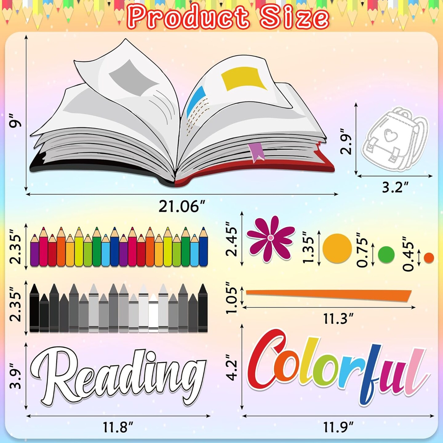 Reading Bulletin Board Decorations Back to School Open Book Cutouts Classroom Library Decor