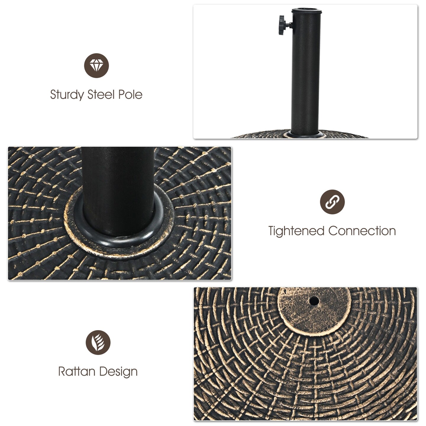 Outdoor 22Lbs Resin Umbrella Base with Wicker Design for Stability