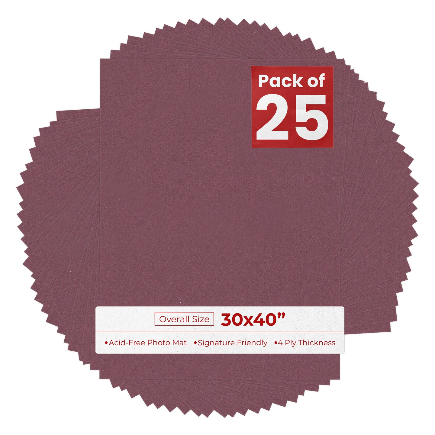 Raspberry Red 30x40 Uncut Mat Board - Blank Sheets, No Opening