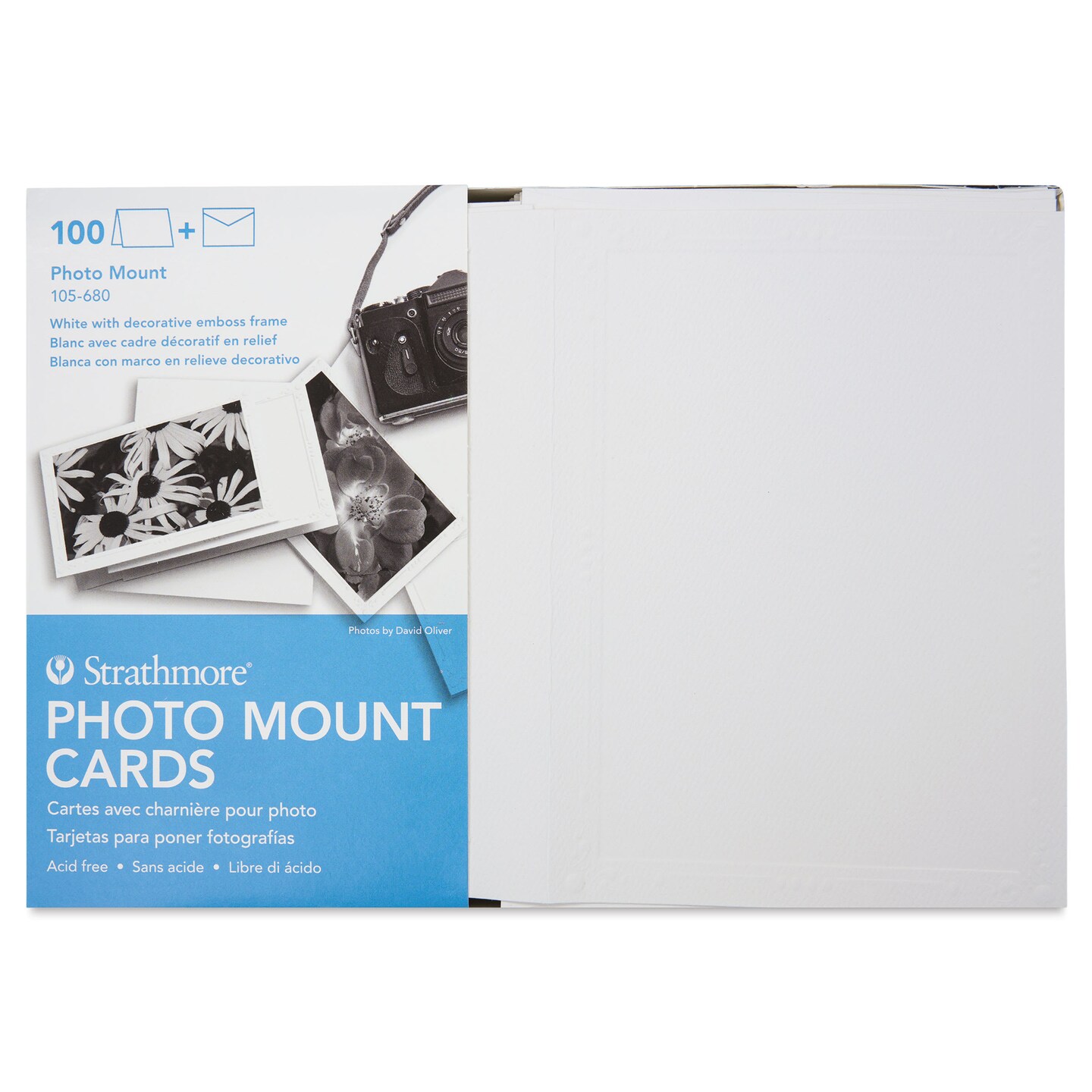 Strathmore Photo Mount Cards and Envelopes - White, Decorative Emboss, Pkg of 100