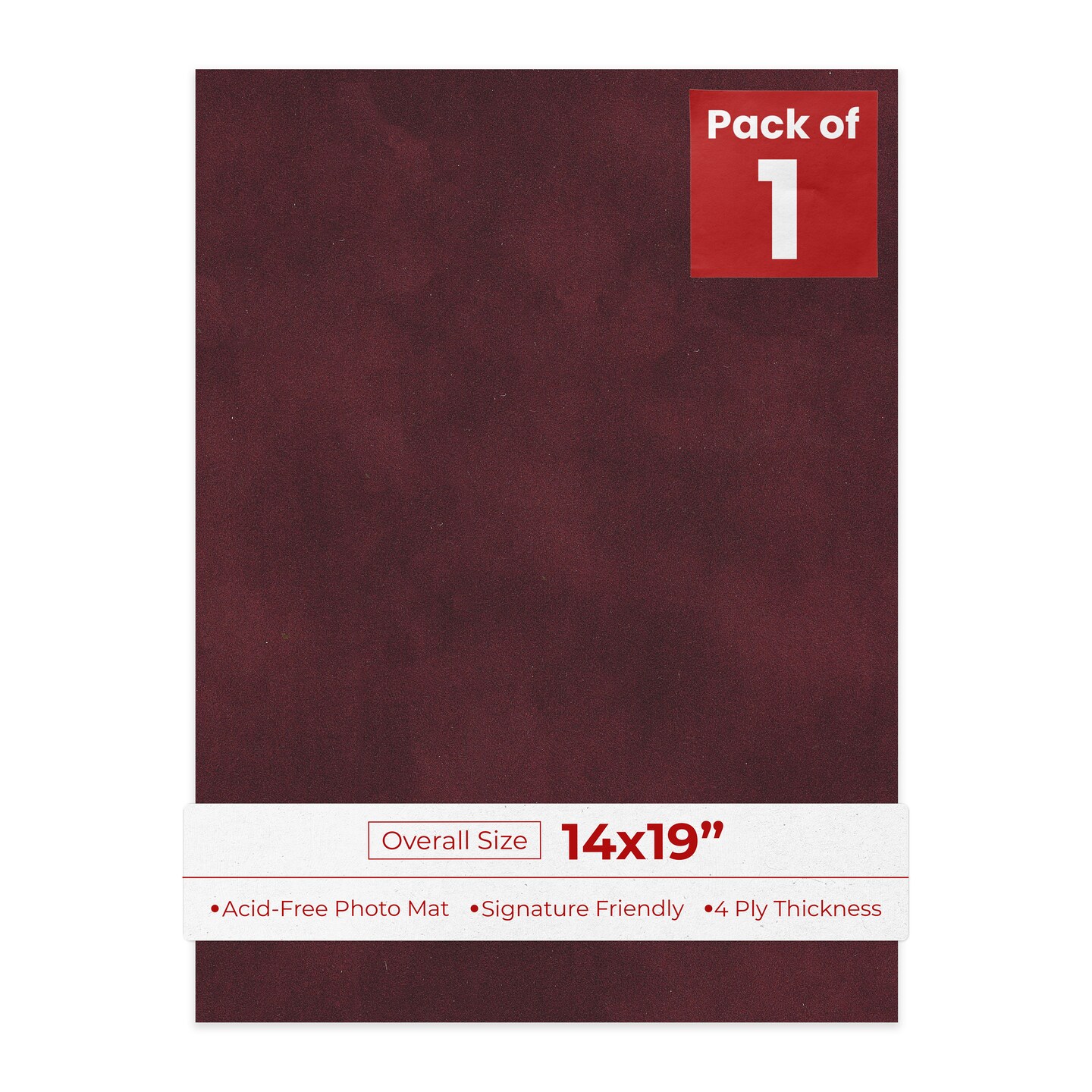 Dark Red Suede 14x19 Uncut Mat Board - Blank Sheets, No Opening