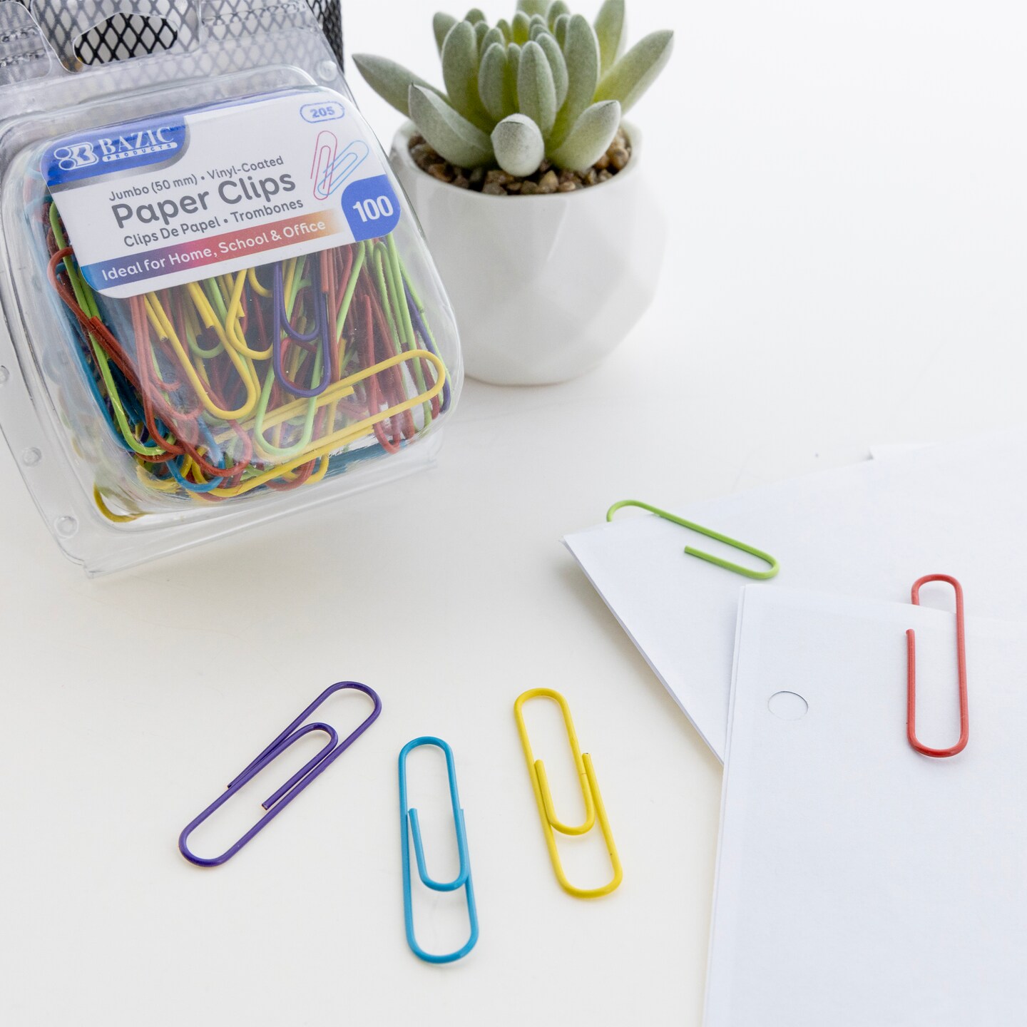 BAZIC Jumbo Paper Clips, 50 mm, Vinyl-Coated, 100 Count, 24-Pack