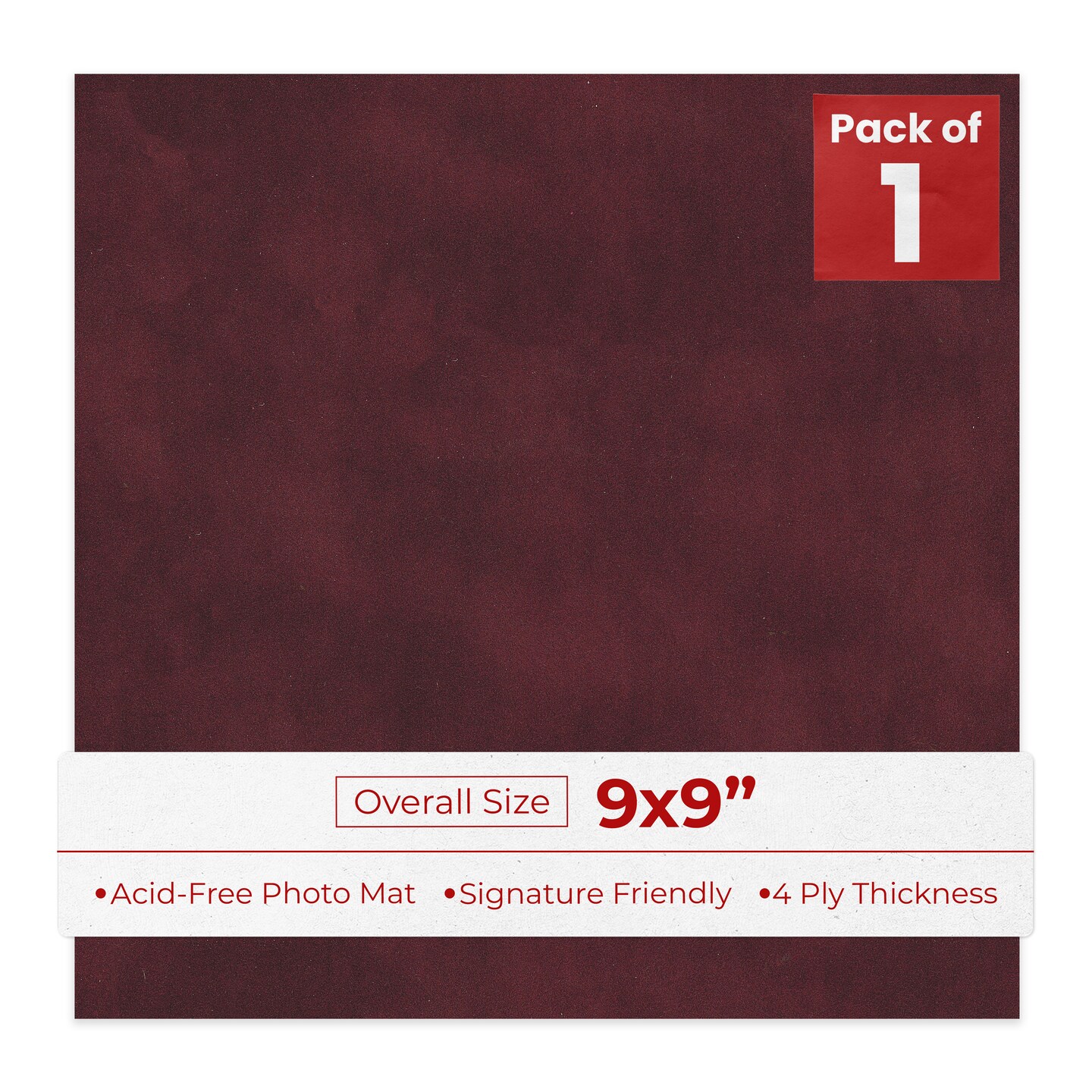 Dark Red Suede 9x9 Uncut Mat Board - Blank Sheets, No Opening