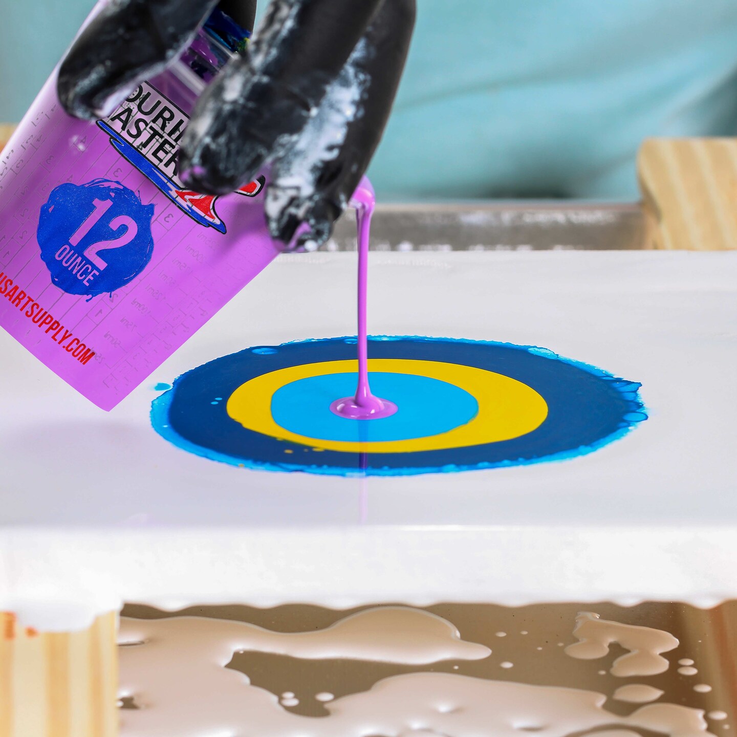 Pouring Masters 12 Ounce (350ml) Graduated Plastic Mixing Cups (Box of 20) - Paint Mixing Cups for Epoxy Resin, Art, Kitchen, Baking - Measurements in OZ and ML, 4 Different Measuring Ratios 1:1