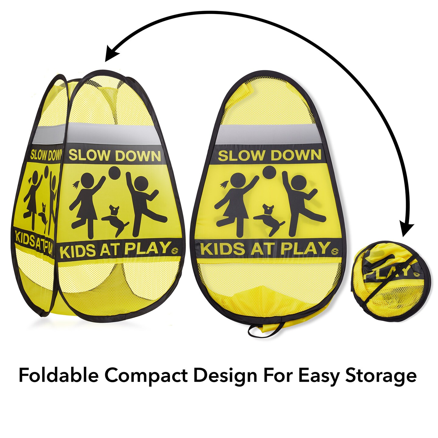 Dryser 3-Pack Caution Slow Down Kids at Play Safety Signs with Reflective Tape - 24&#x22; Yellow Pop-up Children at Play Signs