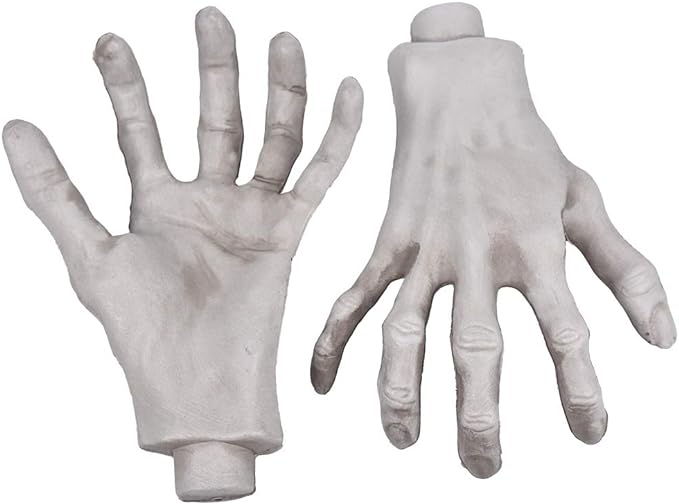 Halloween Skeleton Hands Realistic Life Size Fake Plastic Zombie Hands for Halloween Scary Props Decoration, 1 Pair