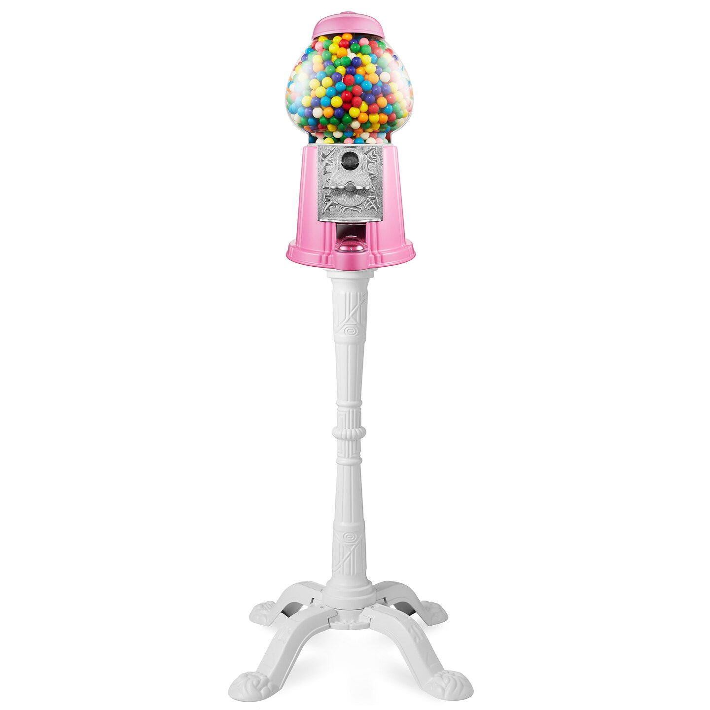 Olde Midway 15" Gumball Machine with Stand, Vintage-Style Bubble Gum Candy Dispenser with Glass Globe and Metal Base