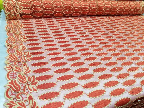 1 Yard Multicolor Floral Mesh Lace Fabric for Bridal Wedding Dresses and Decor 50/54 Inch Width