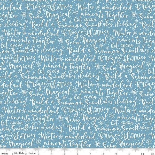 Winter Words in Blue (c16363-blue) | Winter Magic | Dani Mogstad | Riley Blake