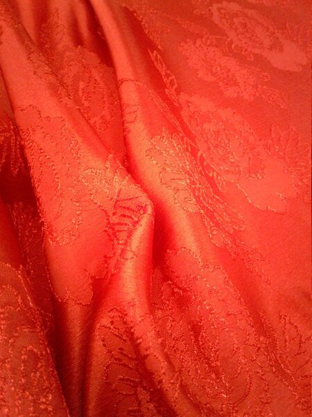 1 Yard Red Floral Jacquard Brocade Cotton Poly Fabric for Suits Fashion Upholstery