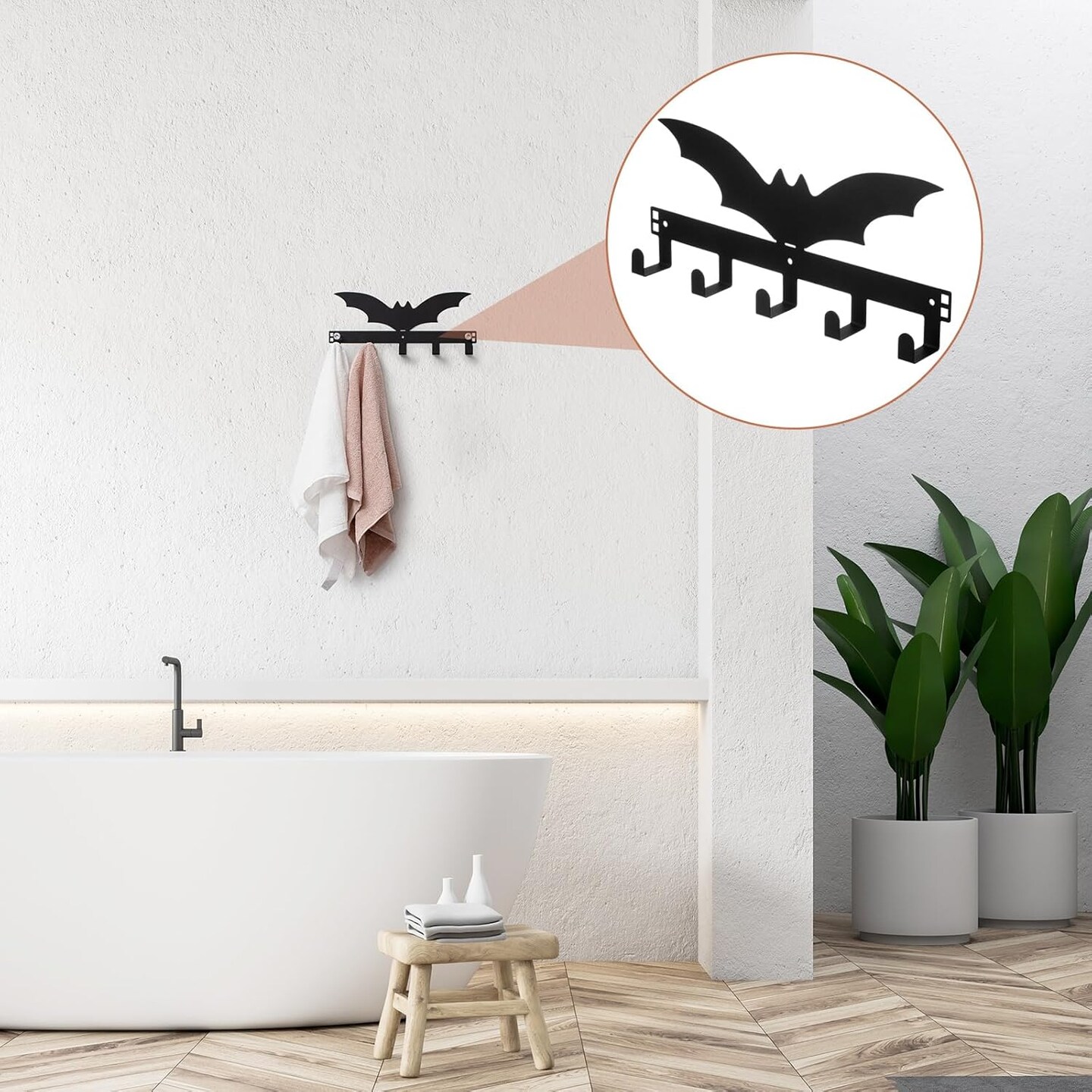 Over The Door Hooks Gothic Shelf Halloween Wall Decor Towel Holder (Bat)