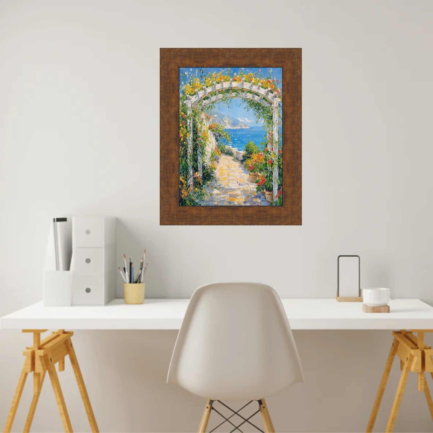 Wide Antique Gold Bronze Flat Picture Frame 11x16 frame