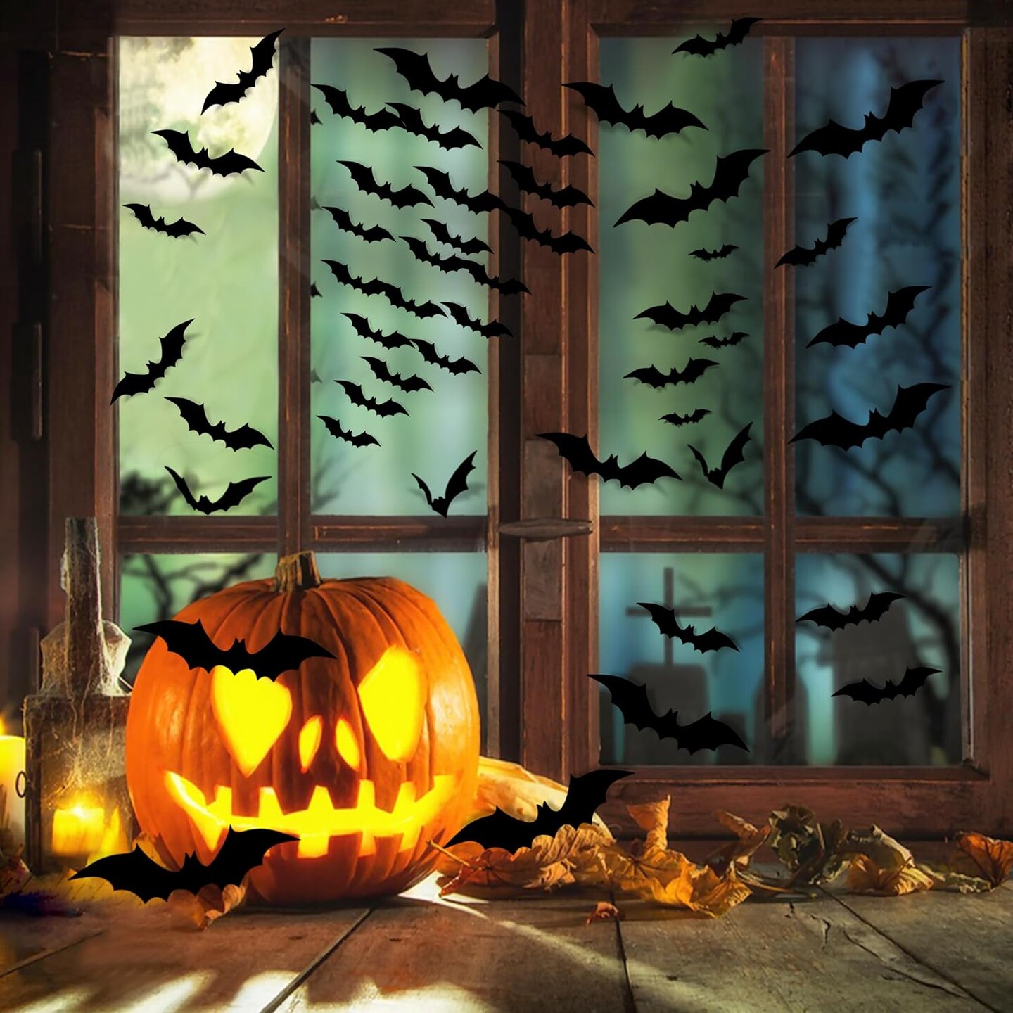140PCS - alloween Party Supplies Hallween Decorations Bats Wall Decor