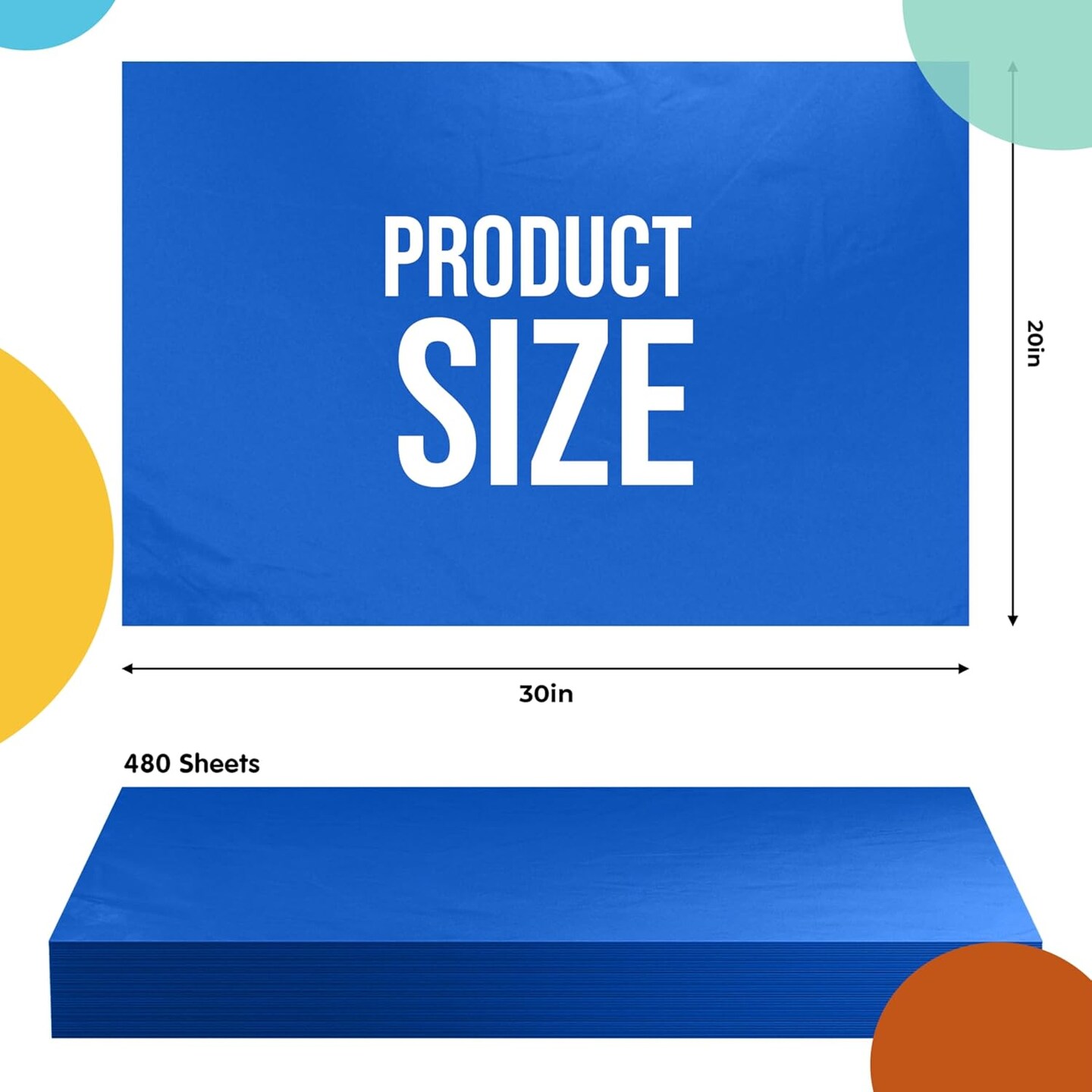 Tissue Paper for Gift Bags -  20&#x22; X 30&#x22; Bulk Tissue Paper Dark Blue 480 Sheets - 10lb Newsprint for Packing, Birthday Gift Box Filler, Packing Supplies for Moving Supplies 