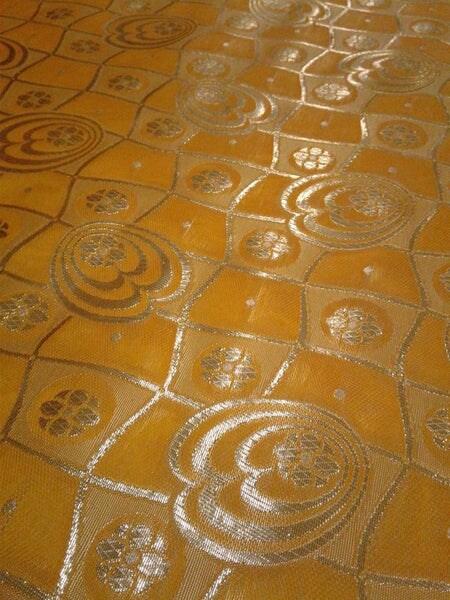 1 Yard Floral Metallic Jacquard Brocade Orange &#x26; Silver Fabric for Apparel Decor Projects 60 Inch Width