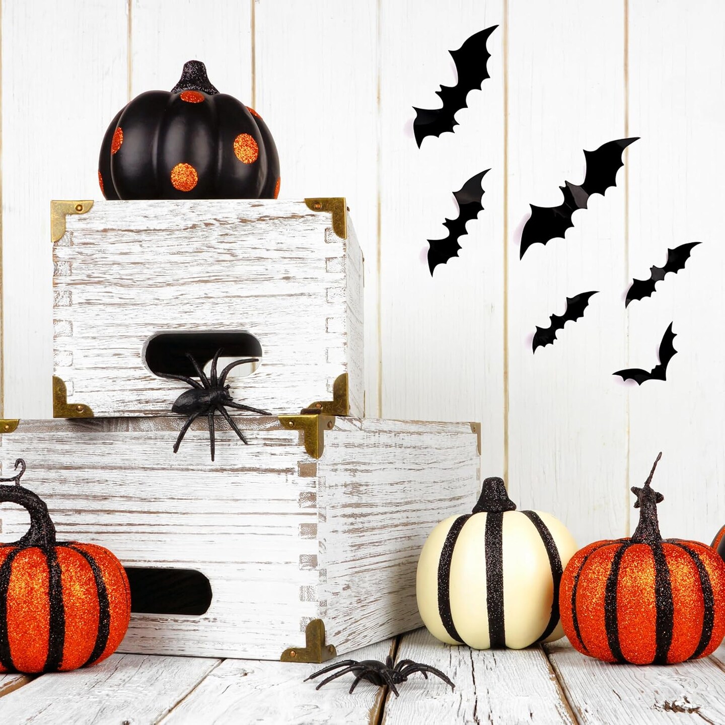 120 Pcs 3D Bats Halloween Decorations,Halloween Wall Decor 4 Sizes