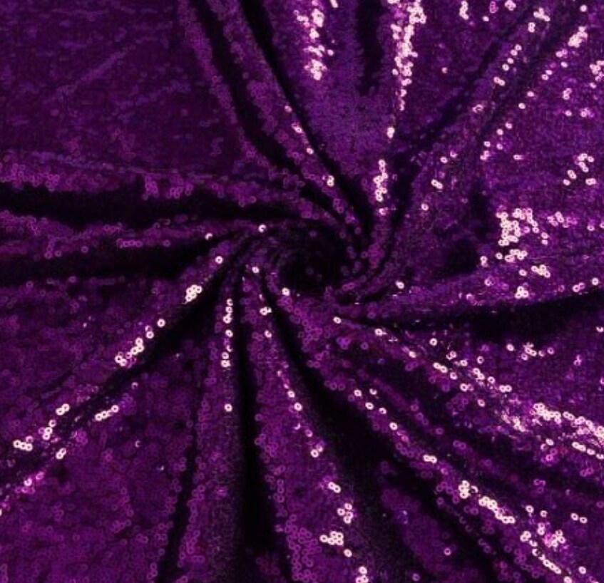 1 Yard Fuchsia Purple Sequin Fabric Sparkly Mesh for Tablecloths Decor Runners Backdrops 48 Inch Width
