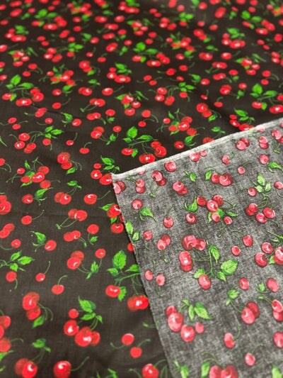 1 Yard Cherry Print Poly Cotton Fabric