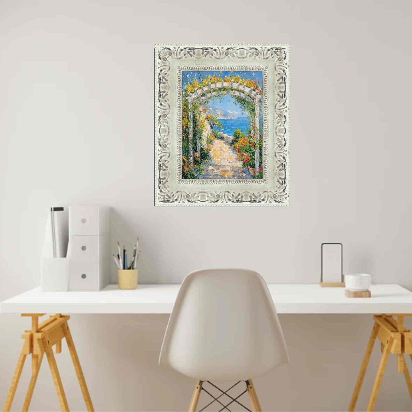 Wide Alabaster White Wash With Charcoal Picture Frame 18x18 frame