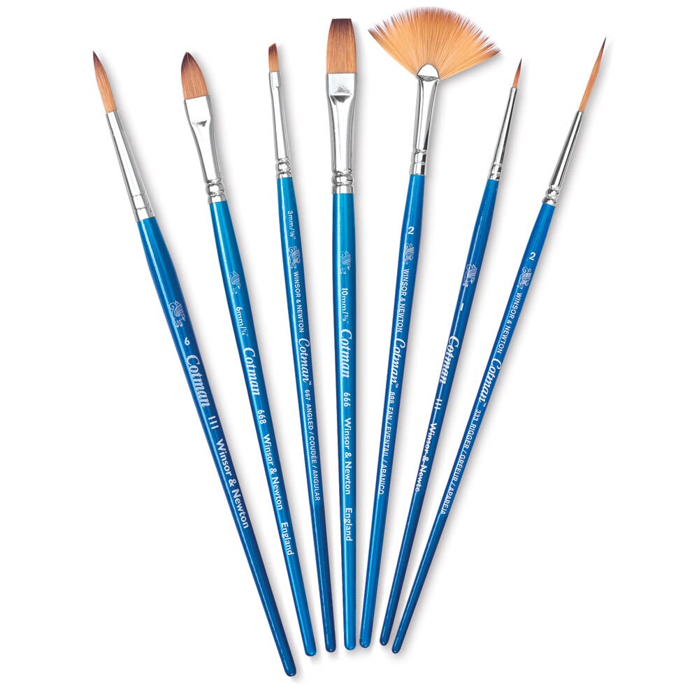 Winsor & Newton Cotman Watercolor Brush Set - Set E, Set of 7, Short Handle