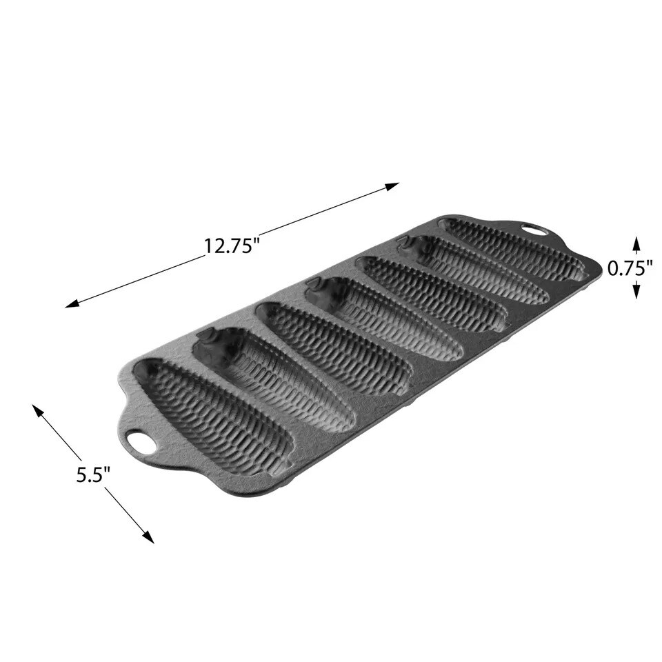 Cast Iron Cornbread Pan Pre-Seasoned Bakeware with 7 Corncob Stick