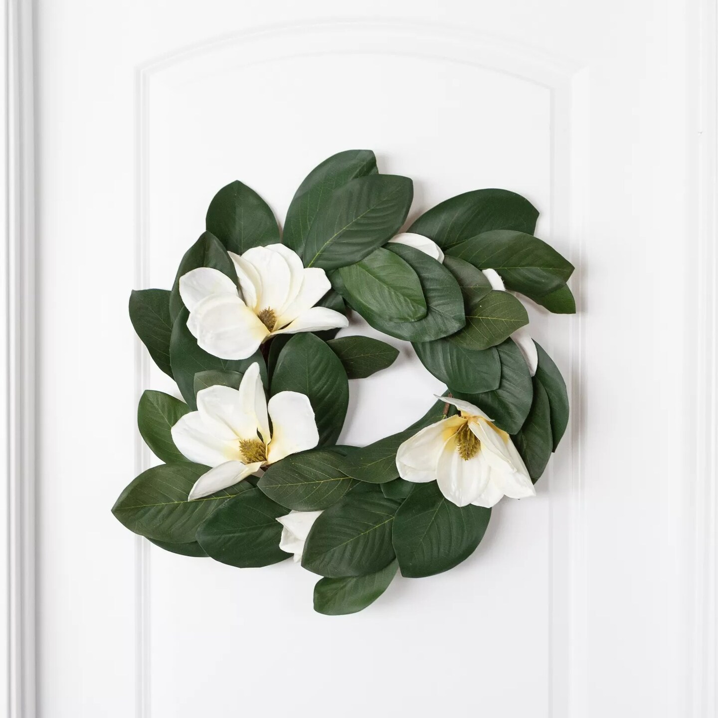 24 Inch Faux Magnolia Wreath Door Artificial Flower Hanging for Home Decor