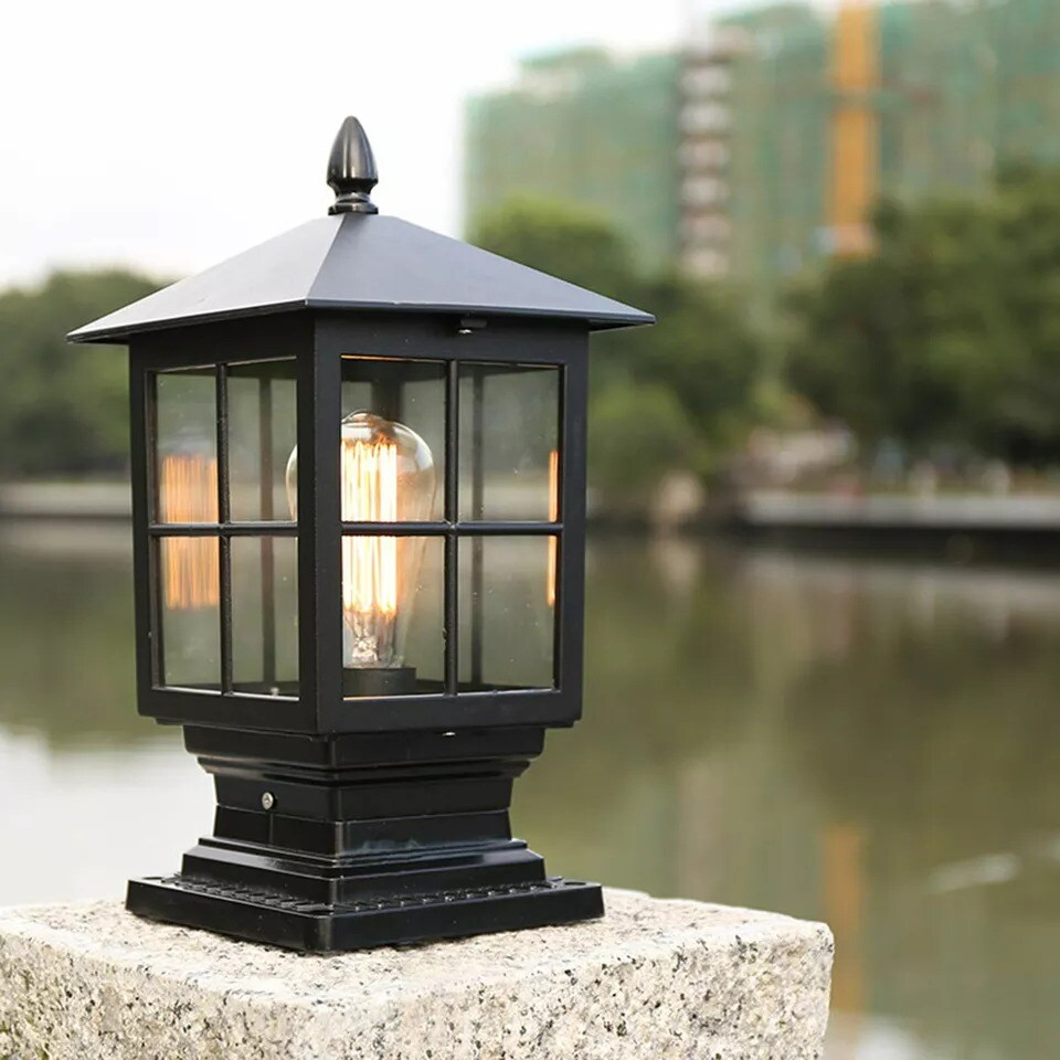 Post Lantern Light Garden Lamp Yard Patio Pillar LED Lighting Outdoor Fixture