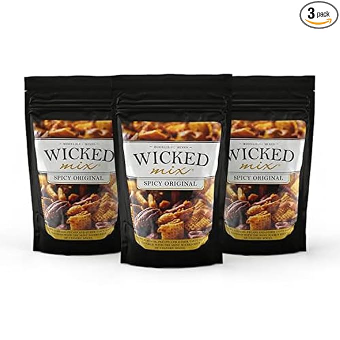 Wicked Mix Snack Mix with Mixed Nuts, Sweet and Salty Trail Mix Snack Packs with Almonds, Cashews, Pretzels, Pecans - Healthy Snacks Zero Trans Fat (Original Mix, Pack of 3)