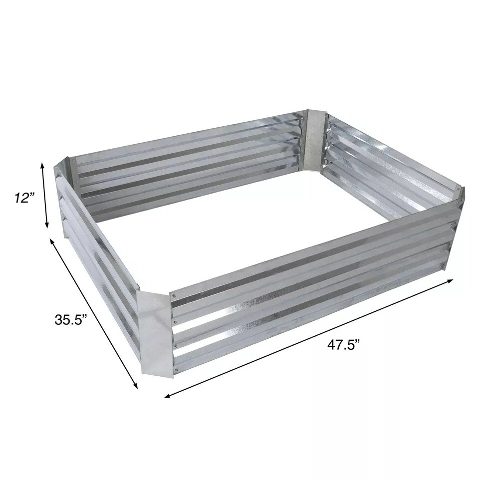 Large Galvanized Raised Iron Garden Bed Planter Box Plant Holder Kit 47x 35 In
