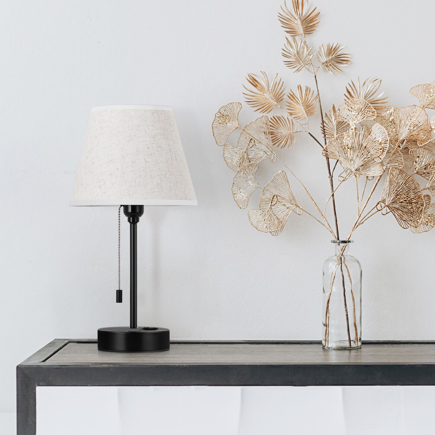 Modern Desk Lamps with Fabric Lampshade Nightstand Lamps