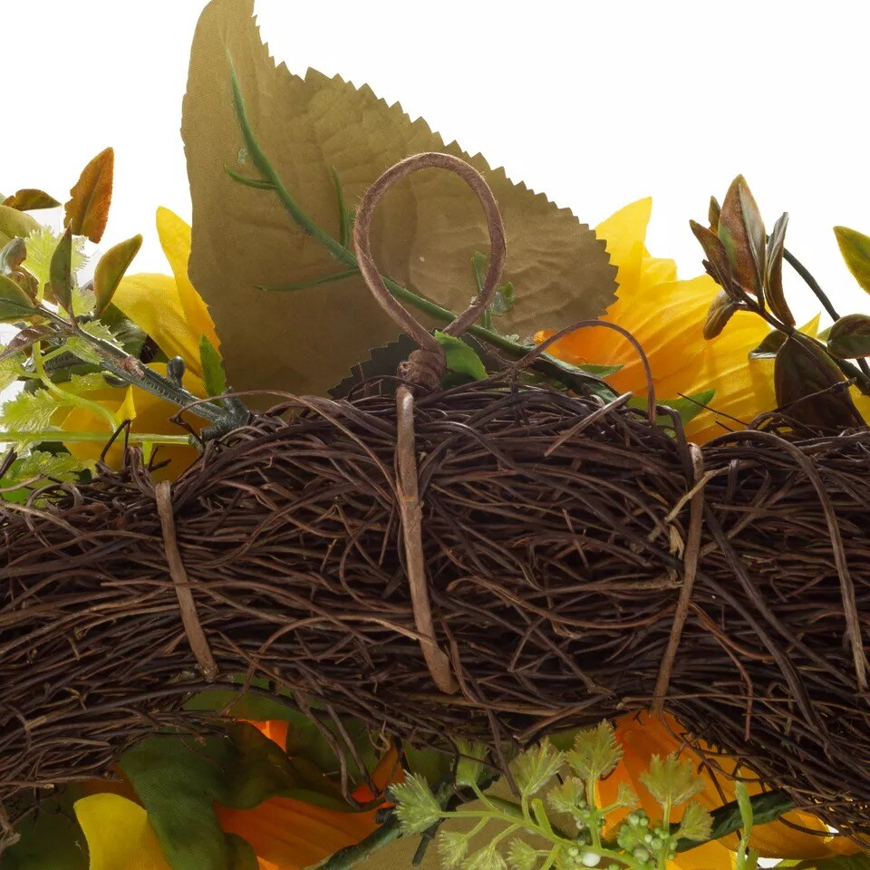 20 In Summer Wreaths for Front Door Faux Sunflower Wreath Door for Home Decor