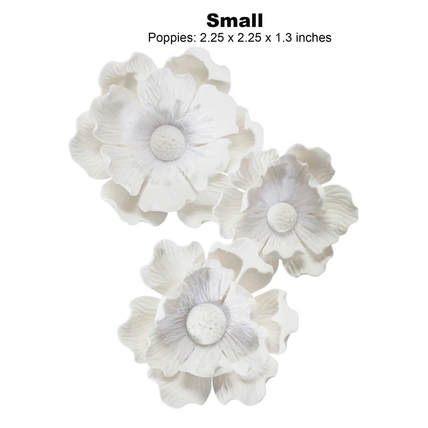 Poppy Assortmenth Gum Paste Flower - Select your size